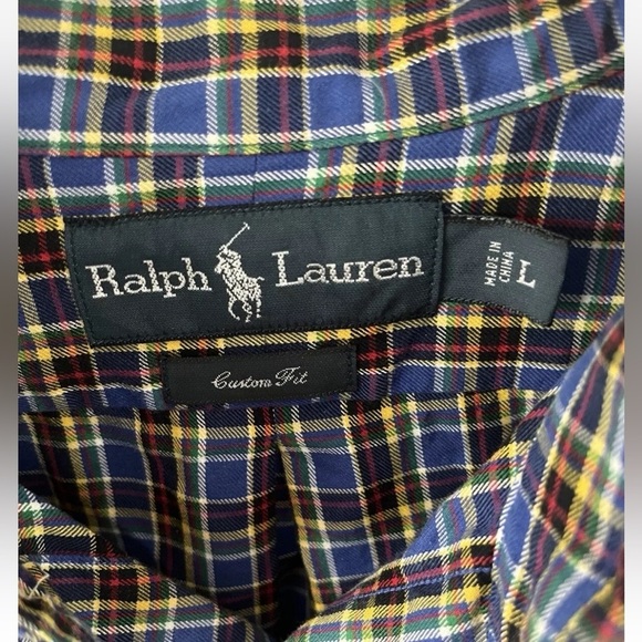 Ralph Lauren Polo Men's Custom Fit Long Sleeve Blue Multicolor Check Shirt L *G4 - Picture 3 of 3